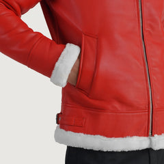 Tiken Red Leather Bomber Jacket