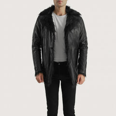 Sakus Black Leather Coat Jacket