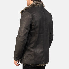 Risel Black Leather Coat Jacket