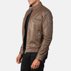 Natis Mocha Leather Biker Jacket