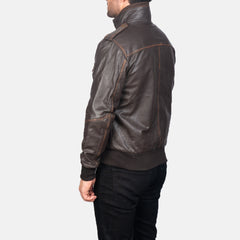 Ralean Brown Leather Bomber Jacket