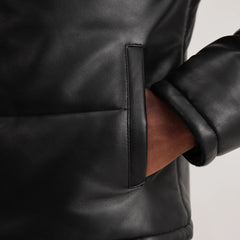 Nipor Black Leather Hooded Jacket