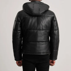 Nipor Black Leather Hooded Jacket