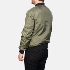 Vevet Green Leather Bomber Jacket