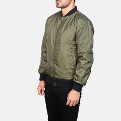 Vevet Green Leather Bomber Jacket