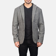 Suros Grey Leather Blazer Jacket