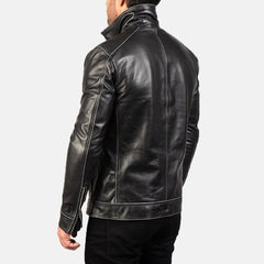 Ririon Black Leather Biker Jacket