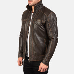 Ririon Brown Leather Biker Jacket