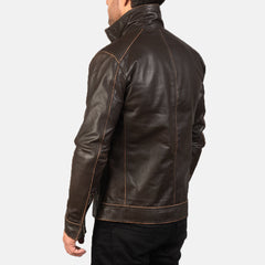 Ririon Brown Leather Biker Jacket