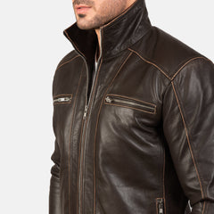 Ririon Brown Leather Biker Jacket