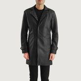 Vebian Black Leather Coat Jacket
