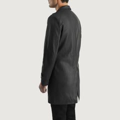 Vebian Black Leather Coat Jacket