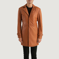 Vebian Brown Leather Coat Jacket