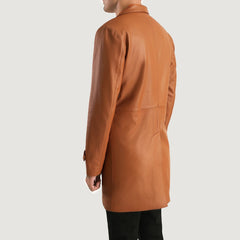 Vebian Brown Leather Coat Jacket