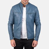 Jopix Blue Leather Biker Jacket