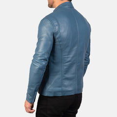 Jopix Blue Leather Biker Jacket