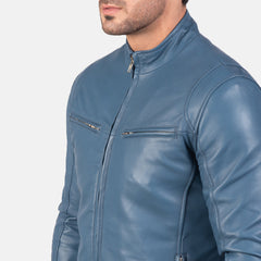 Jopix Blue Leather Biker Jacket