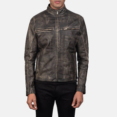 Jopix Distressed Brown Leather Biker Jacket