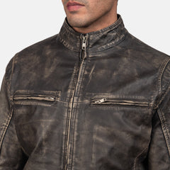Jopix Distressed Brown Leather Biker Jacket