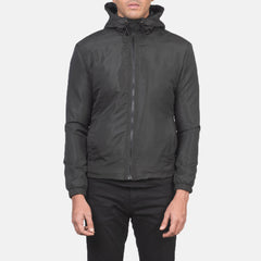 Lerel Black Leather Hooded Jacket