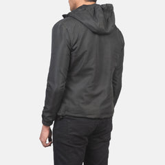 Lerel Black Leather Hooded Jacket
