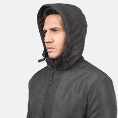 Lerel Black Leather Hooded Jacket