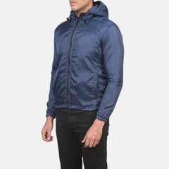 Lerel Blue Leather Hooded Jacket