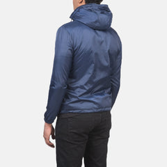 Lerel Blue Leather Hooded Jacket