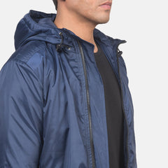 Lerel Blue Leather Hooded Jacket