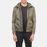 Lerel Green Leather Hooded Jacket