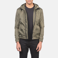 Lerel Green Leather Hooded Jacket
