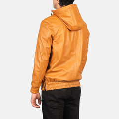 Sivar Brown Leather Hooded Pullover Jacket