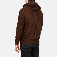 Sivar Mocha Suede Hooded Pullover Jacket