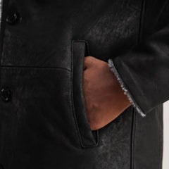 Tidion Black Leather Coat Jacket