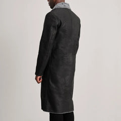 Tidion Black Leather Coat Jacket