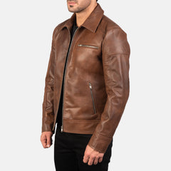 Kegan Brown Leather Biker Jacket