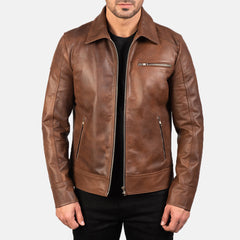 Kegan Brown Leather Biker Jacket