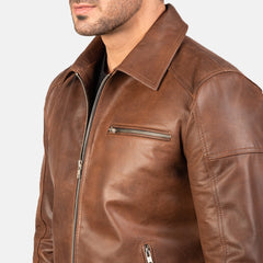 Kegan Brown Leather Biker Jacket