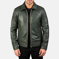 Wytos Green Leather Biker Jacket
