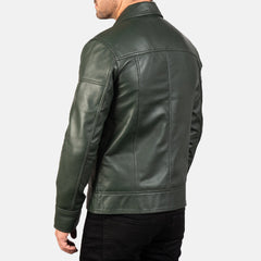 Wytos Green Leather Biker Jacket