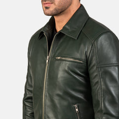 Wytos Green Leather Biker Jacket