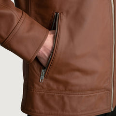 Wytos Brown Leather Biker Jacket
