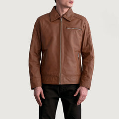 Wytos Brown Leather Biker Jacket
