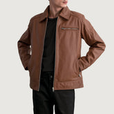 Wytos Brown Leather Biker Jacket