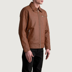 Wytos Brown Leather Biker Jacket