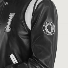 Lekas Illinois Black Leather Varsity Jacket