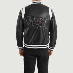 Lekas Illinois Black Leather Varsity Jacket
