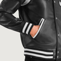 Lekas New Jersey Black Leather Varsity Jacket