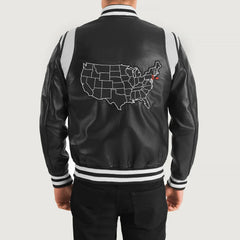 Lekas New Jersey Black Leather Varsity Jacket