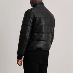 Lerus Black Leather Bomber Jacket